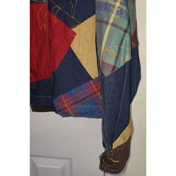 Womens Vtg Stonebridge 90s Embroidered Patchwork Denim Full Zip Jacket Sz XL - Picture 5 of 8